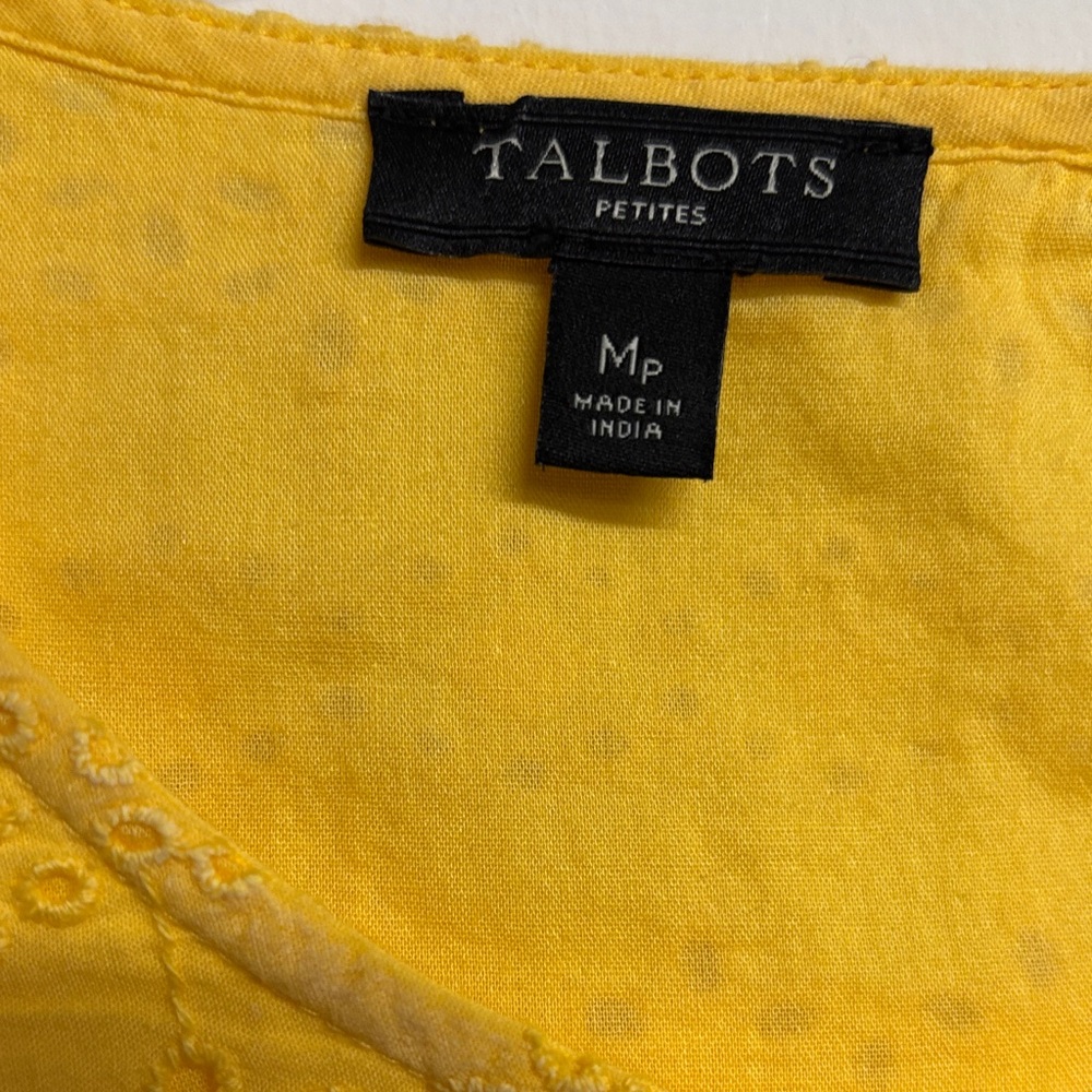 Talbots Yellow Eyelet Bell-Sleeve Top - Picture 2 of 6